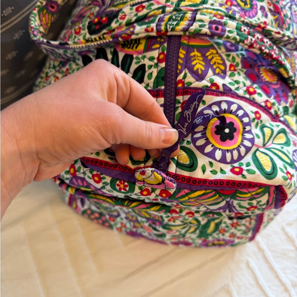 Vera Bradley Viva La Vera Large Floral Cotton Overnight Weekender Bag Excellent! - Picture 5 of 12